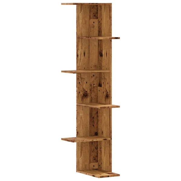 Wand-Eckregal Clarine 36,5x36,5x140cm (Altholz, Holz)