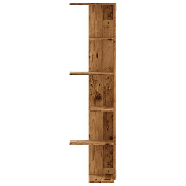 Wand-Eckregal Clarine 36,5x36,5x140cm (Altholz, Holz)