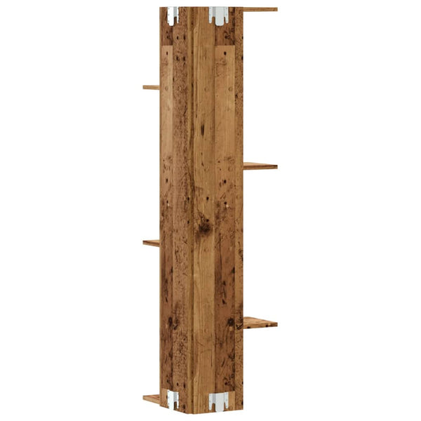 Wand-Eckregal Clarine 36,5x36,5x140cm (Altholz, Holz)
