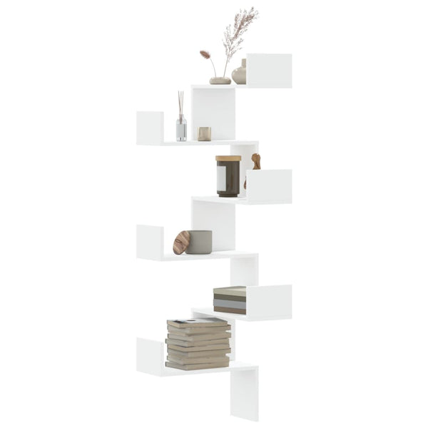 Weißes Wandregal Constantinela 45x45x147cm (Holz)