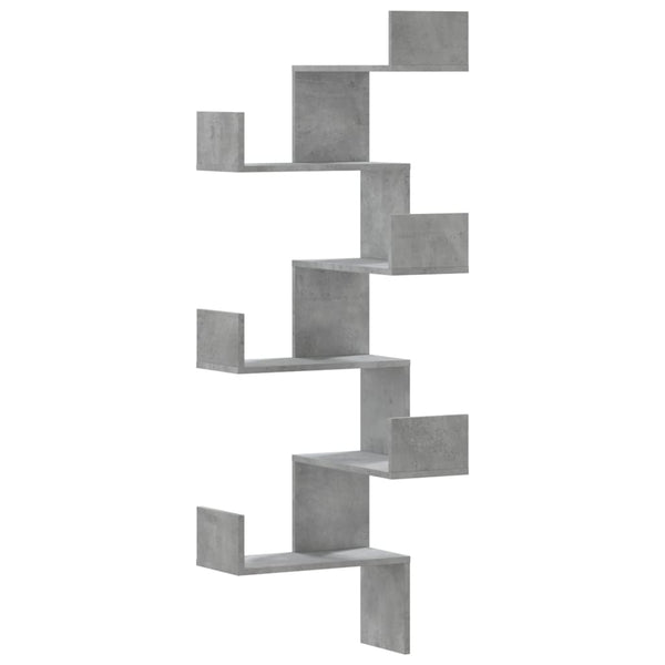 Betongraues Wand-Eckregal Constantinela 45x45x147cm (Holz)