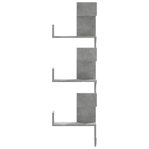 Betongraues Wand-Eckregal Constantinela 45x45x147cm (Holz)