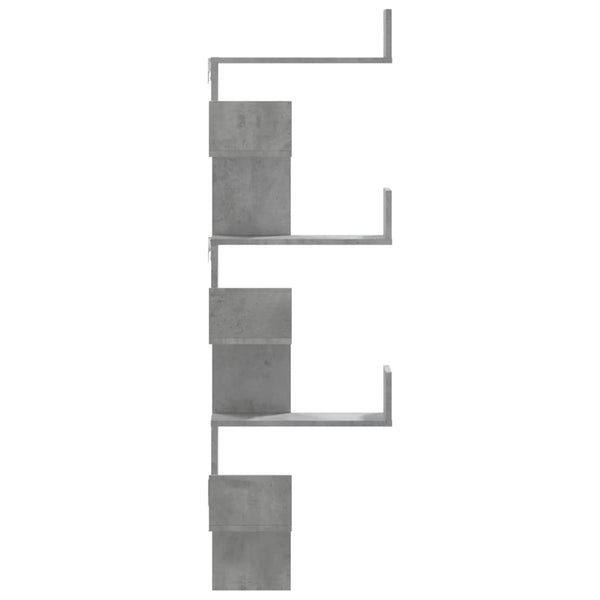 Betongraues Wand-Eckregal Constantinela 45x45x147cm (Holz)