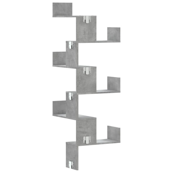 Betongraues Wand-Eckregal Constantinela 45x45x147cm (Holz)