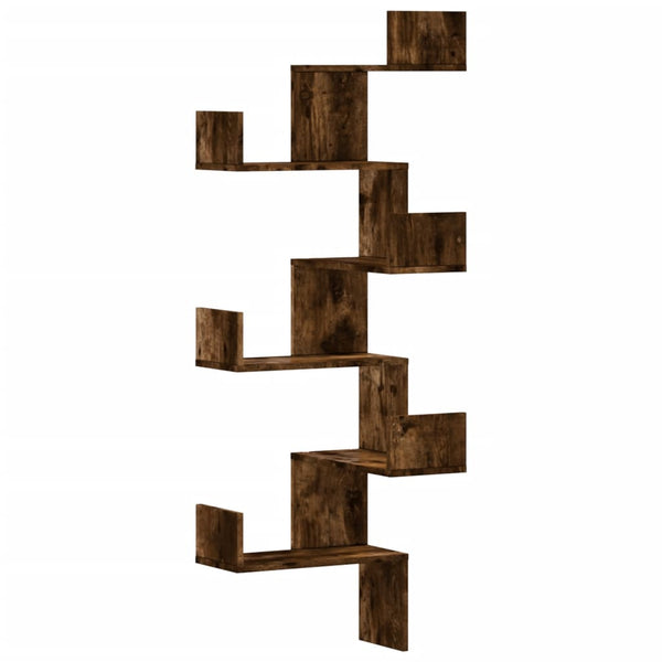 Räuchereiche Wand Eckregal Constantinela 45x45x147cm (Holz)