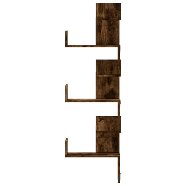 Räuchereiche Wand Eckregal Constantinela 45x45x147cm (Holz)