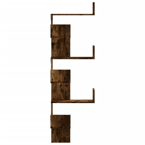 Räuchereiche Wand Eckregal Constantinela 45x45x147cm (Holz)