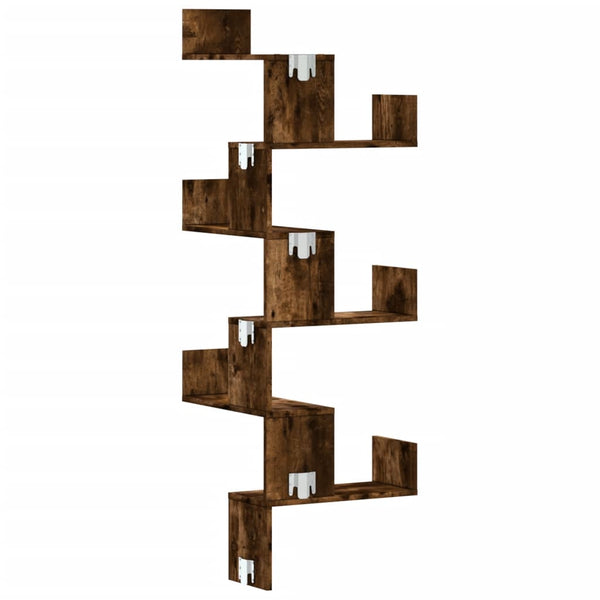 Räuchereiche Wand Eckregal Constantinela 45x45x147cm (Holz)
