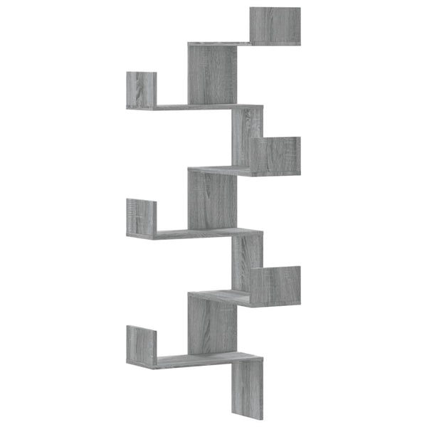 Graues Wand-Eckregal Constantinela 45x45x147cm (Holz)