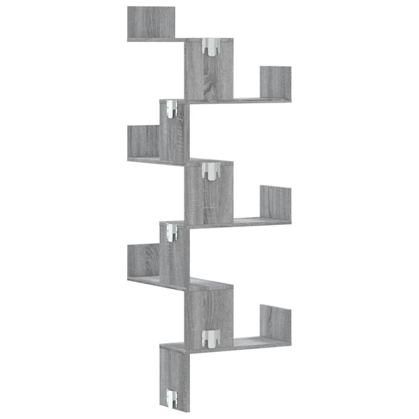 Graues Wand-Eckregal Constantinela 45x45x147cm (Holz)