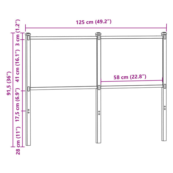 Savutammi-Bettkopfteil Deaca 120cm (Holz und Stahl)