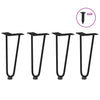 Mardini Tischbeine Schwarz Haarnadelbeine 30 cm (4 Stück massiver Stahl)