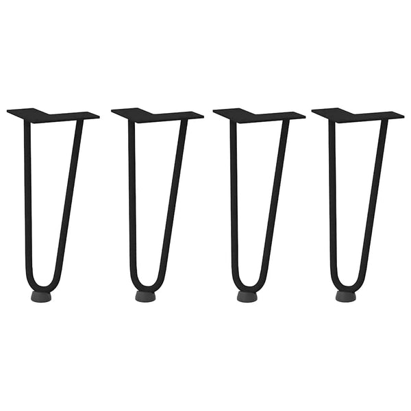 Mardini Tischbeine Schwarz Haarnadelbeine 30 cm (4 Stück massiver Stahl)