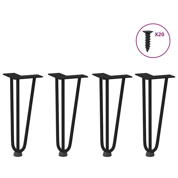 Mardini Haarnadel Tischbeine schwarz 30cm (4 Stück massiver Stahl)