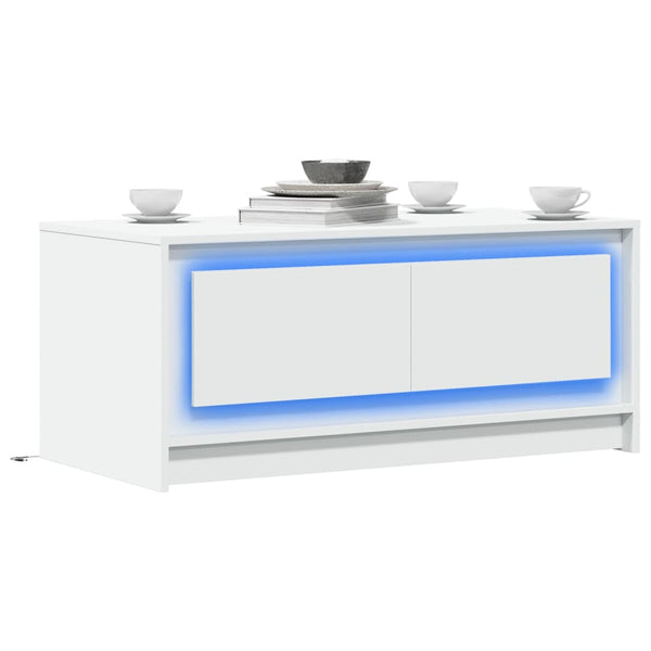 Couchtisch Vedad (Holz) in Weiß mit LED-Beleuchtung