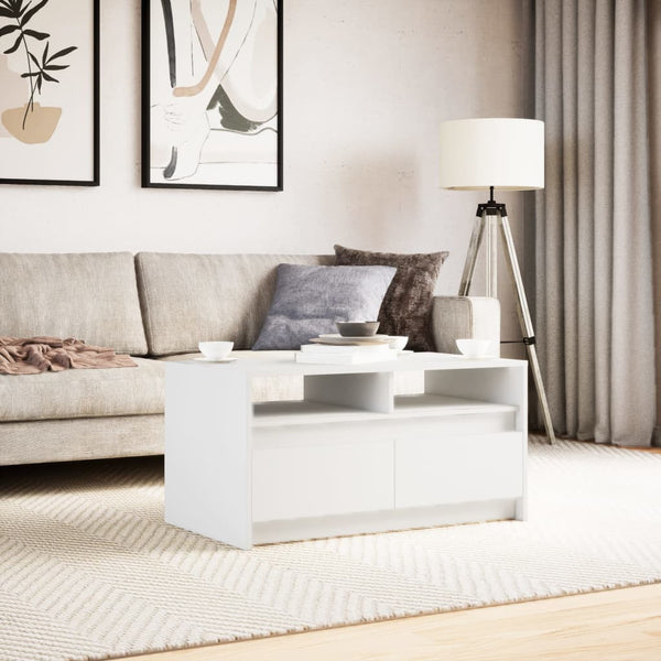 Weißer Couchtisch mit LED-Beleuchtung Guropol (Holz)