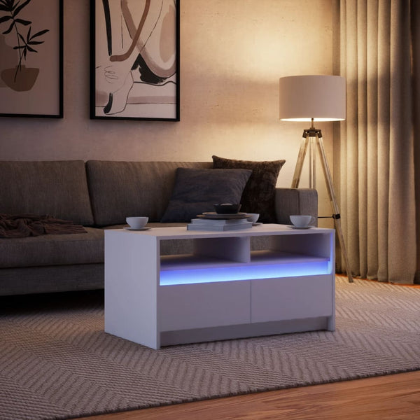 Weißer Couchtisch mit LED-Beleuchtung Guropol (Holz)