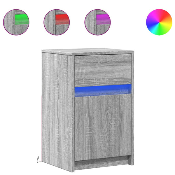 Grauer Nachttisch mit LED-Beleuchtung Tg (2 Stk. Sonoma-Holz)
