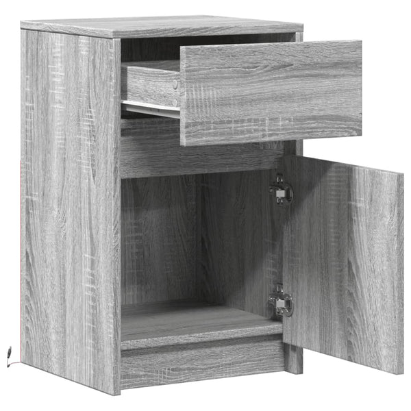 Grauer Nachttisch mit LED-Beleuchtung Tg (2 Stk. Sonoma-Holz)