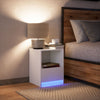 Weißer Nachttisch mit LED-Beleuchtung Timpu (Holz)