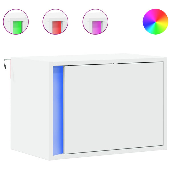 Weißer Wand-Nachttisch Ananda (mit LED-Beleuchtung)