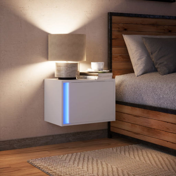 Weißer Wand-Nachttisch Ananda (mit LED-Beleuchtung)