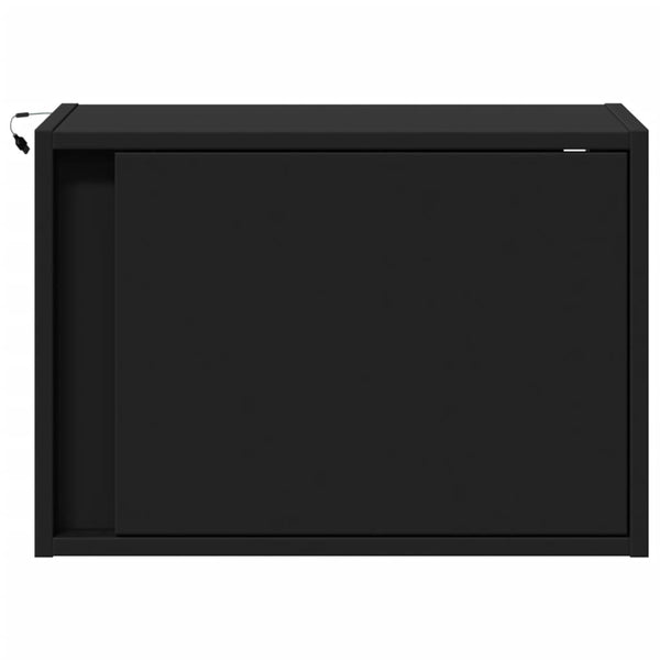 Schwarzer, an der Wand montierbarer Nachttisch Ananda (mit LED-Beleuchtung)