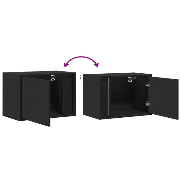 Schwarzer, an der Wand montierbarer Nachttisch Ananda (mit LED-Beleuchtung)