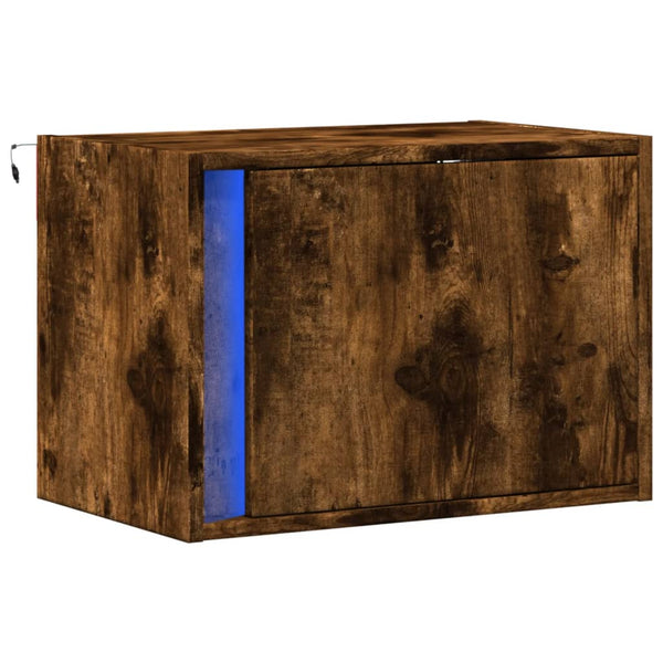 Nachttisch Ananda aus Räuchereiche zur Wandmontage (mit LED-Beleuchtung)