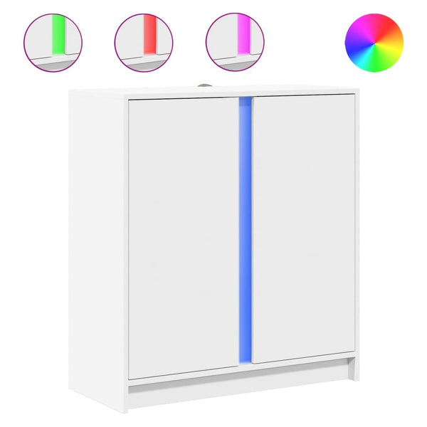 Valkoinen senkki led-valoilla Sarmisegetuza 77x34x85cm (puinen)