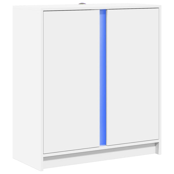 Valkoinen senkki led-valoilla Sarmisegetuza 77x34x85cm (puinen)