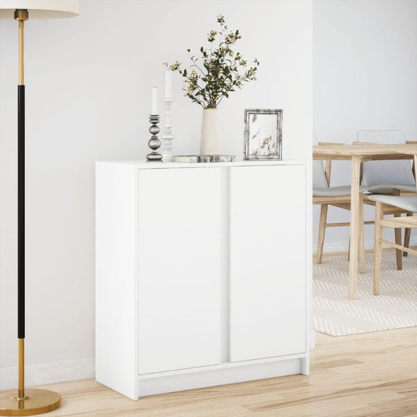 Valkoinen senkki led-valoilla Sarmisegetuza 77x34x85cm (puinen)