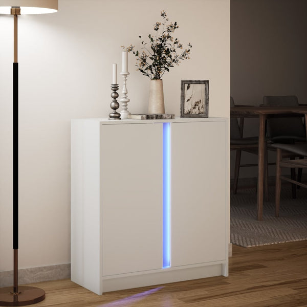 Valkoinen senkki led-valoilla Sarmisegetuza 77x34x85cm (puinen)