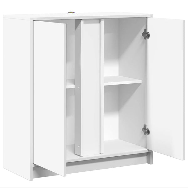 Valkoinen senkki led-valoilla Sarmisegetuza 77x34x85cm (puinen)