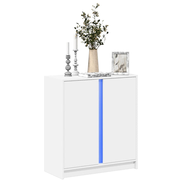 Valkoinen senkki led-valoilla Sarmisegetuza 77x34x85cm (puinen)