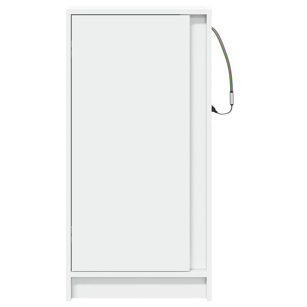Valkoinen senkki led-valoilla Iovuta 42,5x34x85cm (puinen)