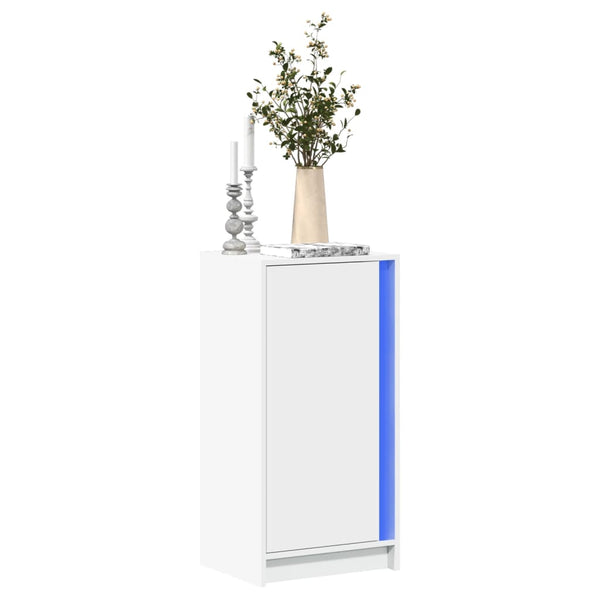 Valkoinen senkki led-valoilla Iovuta 42,5x34x85cm (puinen)