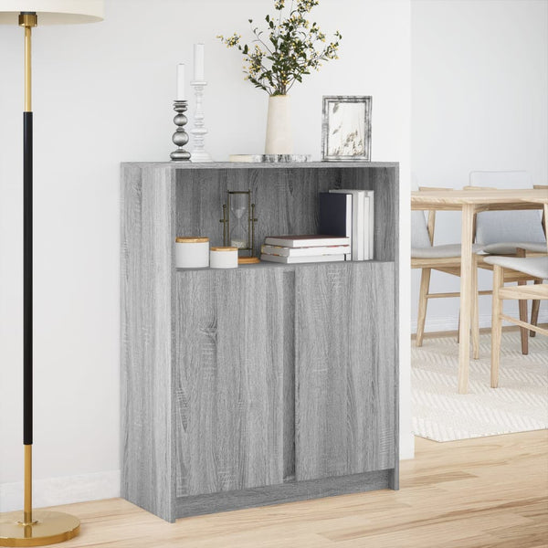 Harmaa senkki led-valoilla Artansa 77x34x100cm (puinen)