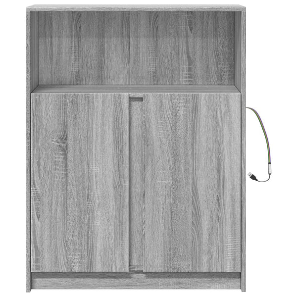Harmaa senkki led-valoilla Artansa 77x34x100cm (puinen)