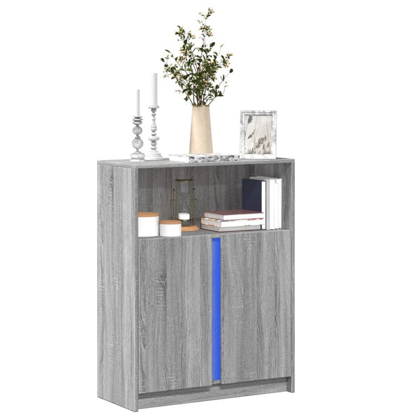 Harmaa senkki led-valoilla Artansa 77x34x100cm (puinen)