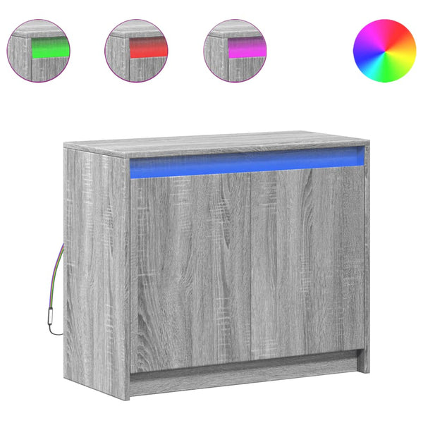 Graues Sideboard mit LED-Beleuchtung Tanin 72x34x61cm (Holz)