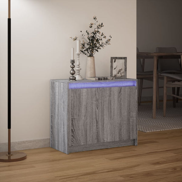 Graues Sideboard mit LED-Beleuchtung Tanin 72x34x61cm (Holz)
