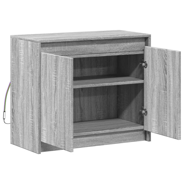 Graues Sideboard mit LED-Beleuchtung Tanin 72x34x61cm (Holz)