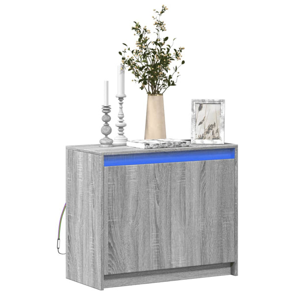 Graues Sideboard mit LED-Beleuchtung Tanin 72x34x61cm (Holz)