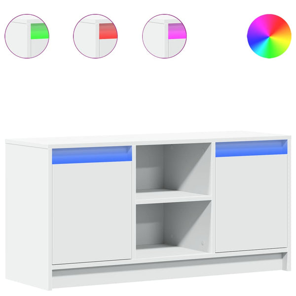 Weißer TV-Schrank mit LED-Beleuchtung Basch 100x34x50cm (Holz)