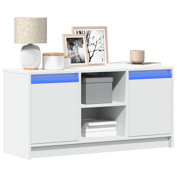 Weißer TV-Schrank mit LED-Beleuchtung Basch 100x34x50cm (Holz)