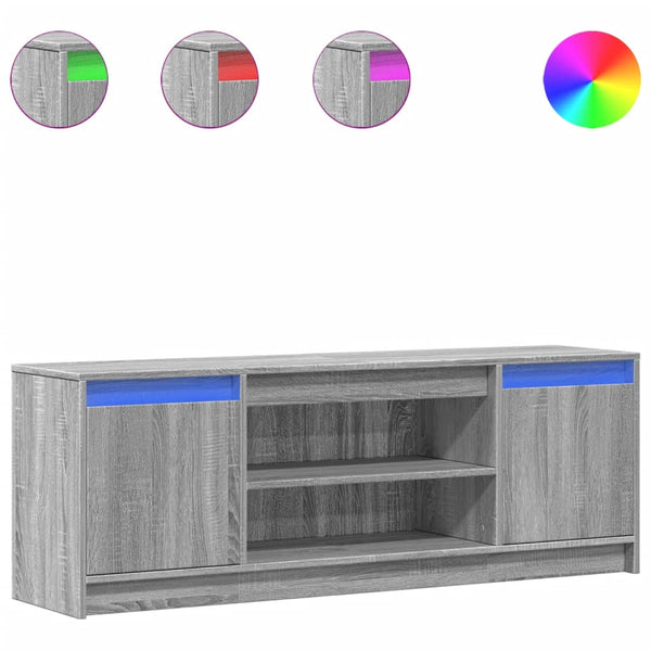 Harmaa tv-taso led-valoilla Basch 139,5x34x50cm (puinen)