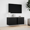 Schwarzer TV-Wandschrank Diora 80x31x35cm (mit LED-Beleuchtung)