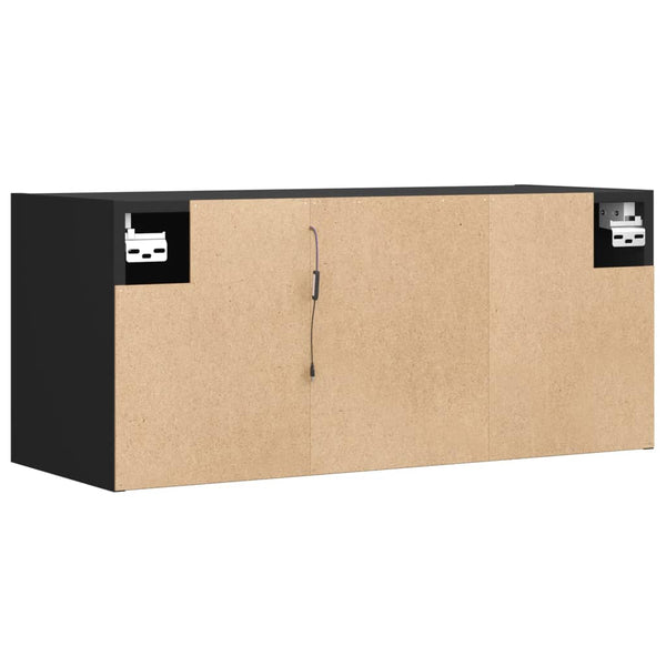 Schwarzer TV-Wandschrank Diora 80x31x35cm (mit LED-Beleuchtung)