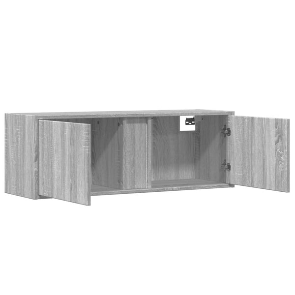 Harmaa tv-seinäkaappi Diora 100x31x35cm (led-valoilla sonoma)